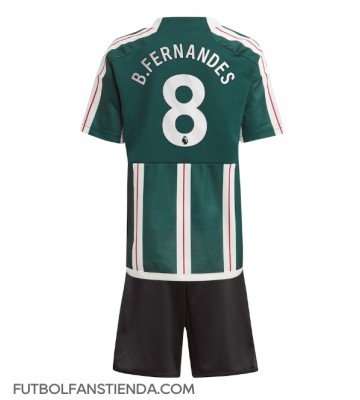Manchester United Bruno Fernandes #8 Segunda Equipación Niños 2023-24 Manga Corta (+ Pantalones cortos)